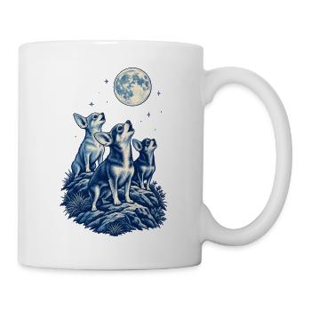 Drei Chihuahuas heulen zum Mond – Chihuahua-Papa - Tasse - Weiß - Rechts