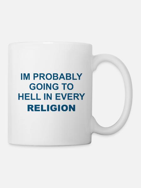 033 Religiöses Paradox Meme Tee - Tasse - Weiß