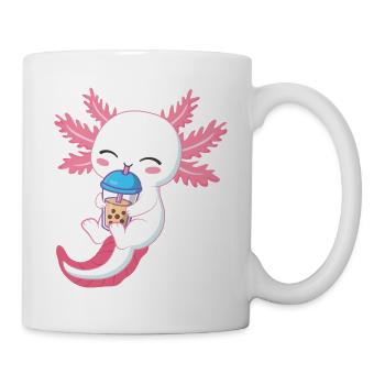 Axolotl, Der Bubble Tea Und Kekse Genießt - Tasse - Weiß - Rechts