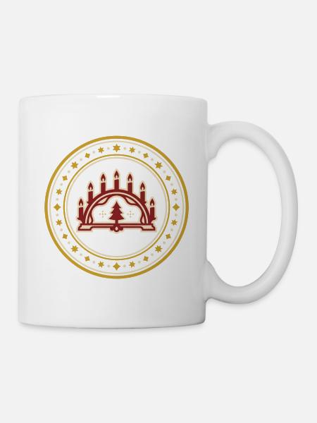 Schwibbogen Abzeichen Erzgebirge Advent - Tasse - Weiß