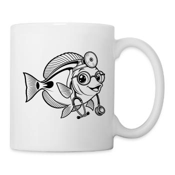 Doktorfisch mit Stethoskop - Tasse - Weiß - Rechts