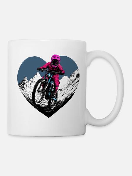 Love Bike / Mountainbiker Herz - Tasse - Weiß
