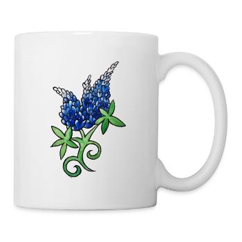 Blaue Lupinen-Aquarellblüte - Tasse - Weiß - Rechts