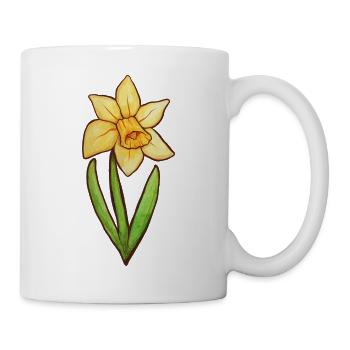 Narzissen-Aquarellblüte - Tasse - Weiß - Rechts