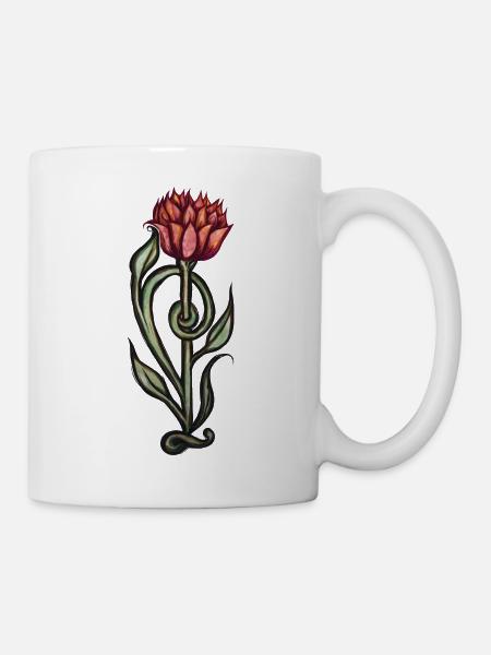 Karmesinrote Flammenblüte - Tasse - Weiß