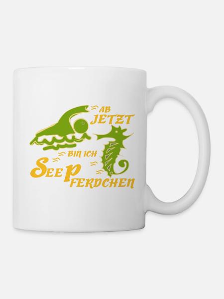 Schwimmabzeichen schwimmen Seepferdchen - Tasse - Weiß