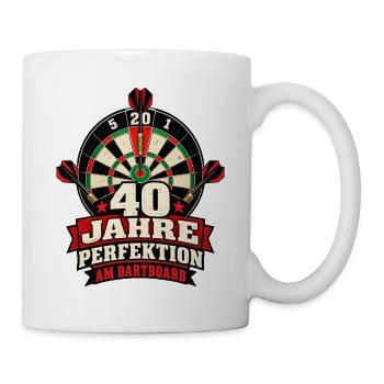 40 JAHRE PERFEKTION AM DARTBOARD Darts Geburtstag - Tasse - Weiß - Rechts