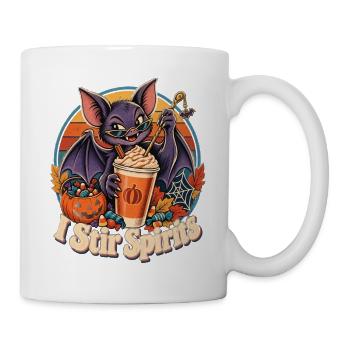 Halloween-Fledermaus-Barkeeper I Stir Spirits - Tasse - Weiß - Rechts