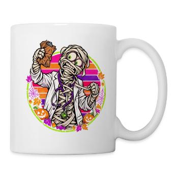 Halloween-Arztmumie vor Retro-Sonne - Tasse - Weiß - Rechts