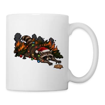 Lustiger Waschbär Weihnachten Weihnachtsbaum Meme - Tasse - Weiß - Rechts