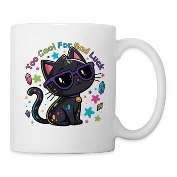 Black Cat Chic Lila Brille Glück Humor - Tasse - Weiß - Rechts