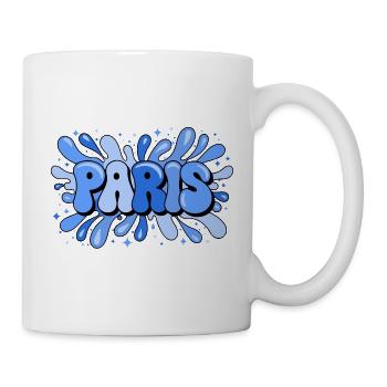 Paris Blue Bubbles Pop Art - Tasse - Weiß - Rechts