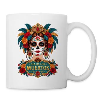 Mexikanische Totenkopffrau Dia de los Muertos - Tasse - Weiß - Rechts
