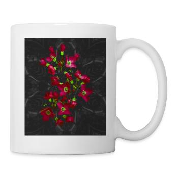 Märchenhafte leuchtende Blüten im dunklen Muster - Tasse - Weiß - Rechts