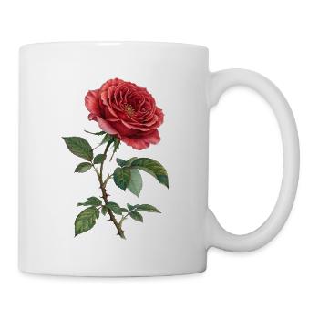 Crimson Rose Botanische Illustration - Tasse - Weiß - Rechts