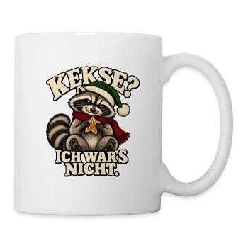 Kekse? Ich war’s nicht. – Weihnachts-Waschbär - Tasse - Weiß - Rechts