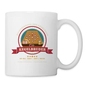Kegelbruder – Pudel Kegelclub Kegeltour Wappen - Tasse - Weiß - Rechts