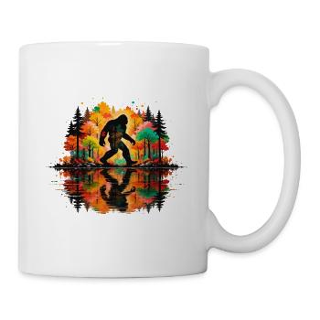 Bigfoot, Wald, Wandern, Camping, Bäume, Wanderer - Tasse - Weiß - Rechts