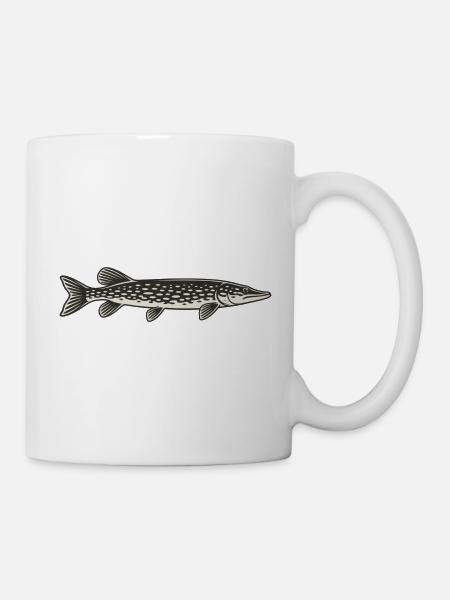 Gepunkteter Hecht Silhouette - Tasse - Weiß