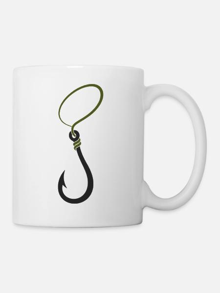 Fischhaken mit grünem Seil - Tasse - Weiß