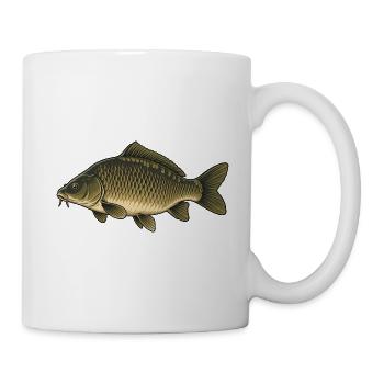 Karpfen Vintage Illustration - Tasse - Weiß - Rechts