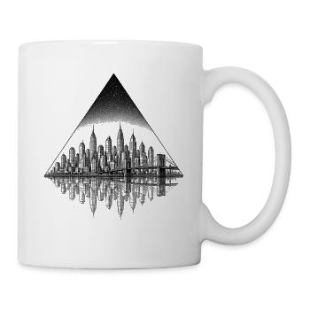 Nachtstadtreflexion im Diamant-Design - Tasse - Weiß - Rechts