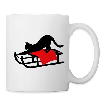 gatto_nero_sulla_slitta_con_copertina_rossa - Tasse - Weiß - Rechts