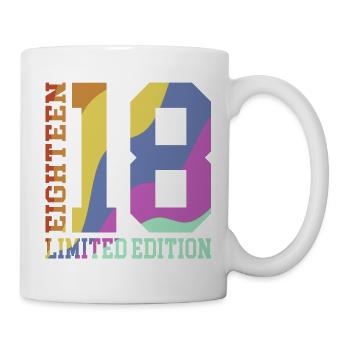 18. Geburtstag Geschenk Regenbogen - Tasse - Weiß - Rechts