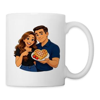 Herzförmiges Waffel-Liebesdate - Tasse - Weiß - Rechts