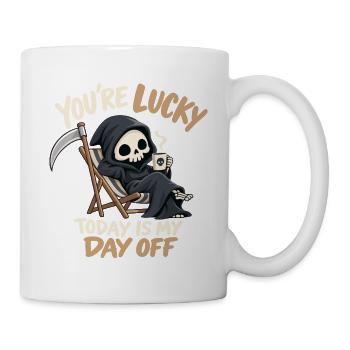 Niedlicher Sensenmann schwarzer Humor - Tasse - Weiß - Rechts