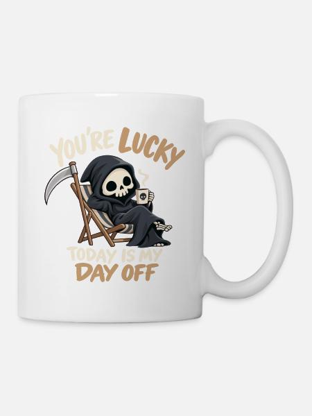 Niedlicher Sensenmann schwarzer Humor - Tasse - Weiß