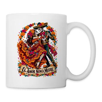 Liebe bleibt: Dia Muertos Paar - Tasse - Weiß - Rechts