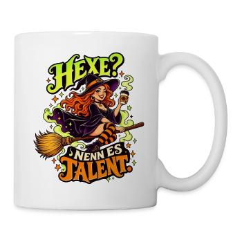 Hexe Talent: Kaffeewitch auf Besen - Tasse - Weiß - Rechts