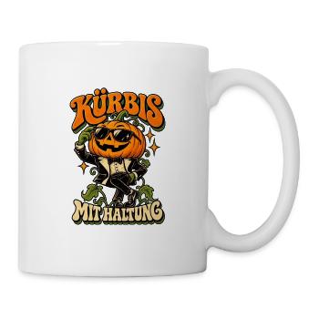 Kürbis mit Haltung – Halloween Stil - Tasse - Weiß - Rechts