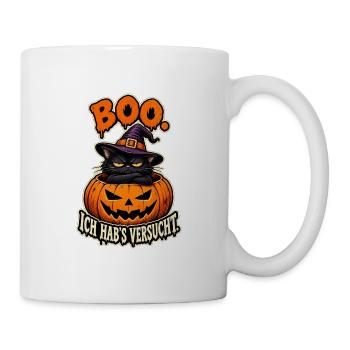Boo Kürbiskatze mit Hexenhut - Tasse - Weiß - Rechts