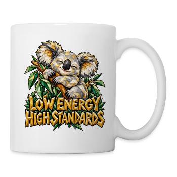 Low Energy High Standards Koala Low Poly Lustig - Tasse - Weiß - Rechts