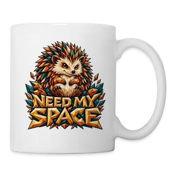 Need My Space Igel Low Poly Lustiger Spruch Shirt - Tasse - Weiß - Rechts