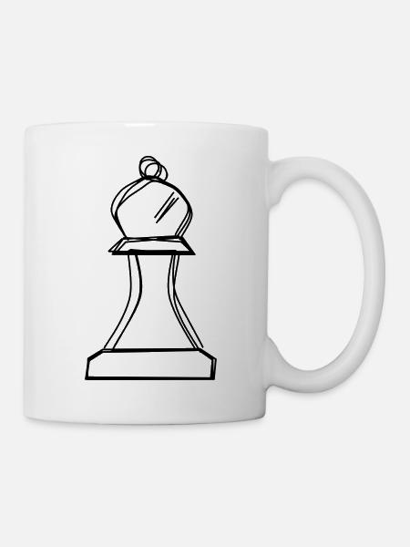 Schachläufer handgezeichnet - Tasse - Weiß