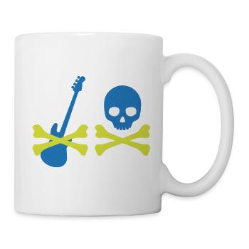 Pirat mit Bass und Totenkopf - Tasse - Weiß - Rechts