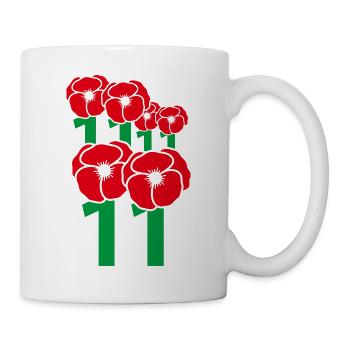 Rote Mohnblumen auf grünen Stängeln - Tasse - Weiß - Rechts