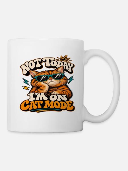 Lustige rote Katze mit Brille - Tasse - Weiß