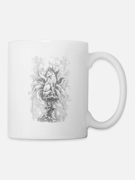 Japanese Kitsune – Nine-Tailed Fox Spirit - Tasse - Weiß