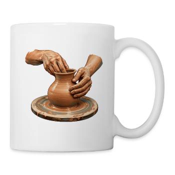 Hands Shaping Clay – Pottery Wheel Art - Tasse - Weiß - Rechts