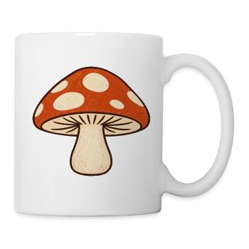Vintage Fliegenpilz – Schlichtes Pilzmotiv - Tasse - Weiß - Rechts