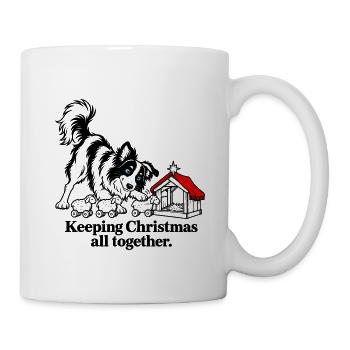 Border Collie hütet zu Weihnachten Spielzeugschafe - Tasse - Weiß - Rechts
