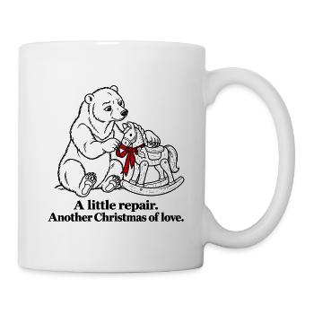 Christmas Bear repariert ein geliebtes Schaukelpferd - Tasse - Weiß - Rechts