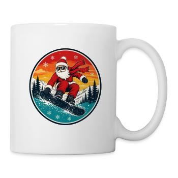 Cooler Weihnachtsmann beim Snowboarden Retro - Tasse - Weiß - Rechts
