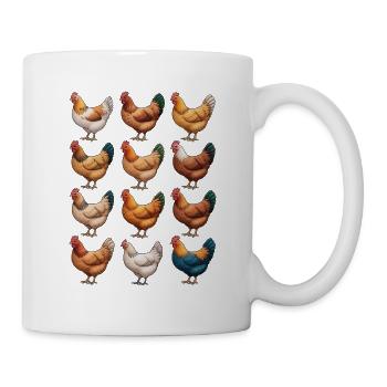 Lebendiges Hennen-Mosaik-Huhn - Tasse - Weiß - Rechts