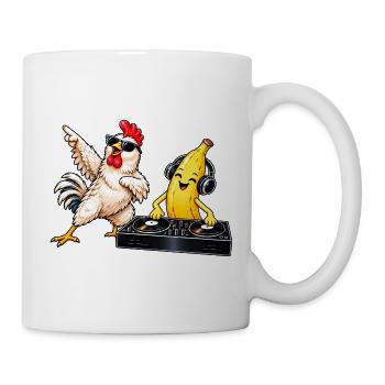 Chicken, Banana, DJ lustig - Tasse - Weiß - Rechts