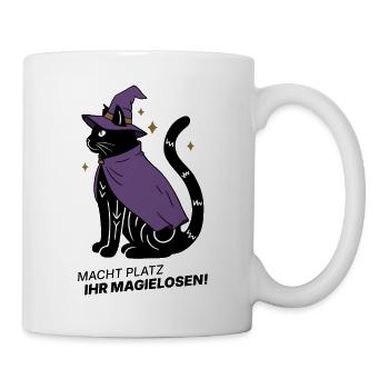 Macht Platz ihr Magielosen! – Schwarze Katze Hexe - Tasse - Weiß - Rechts